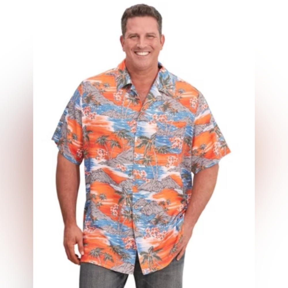 Tropical Storm Hawaiian Print Button Up Shirt